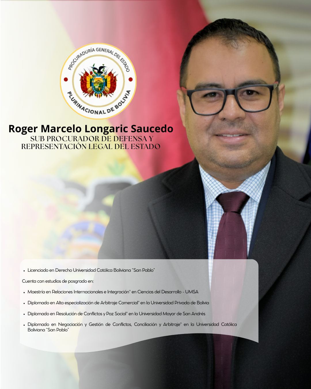 CONOZCA A ROGER MARCELO LONGARIC SAUCEDO, NUEVO SUB PROCURADOR DE DEFENSA Y REPRESENTACIÓN LEGAL DEL ESTADO