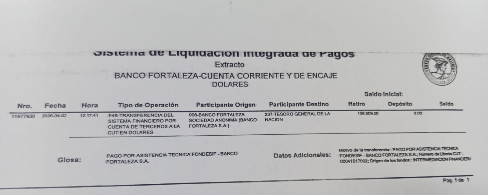 PROCURADURÍA GENERAL DEL ESTADO RECUPERA MÁS DE UN MILLÓN DE BOLIVIANOS EN PROCESO CONTRA BANCO FORTALEZA